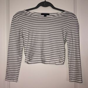 Black and white striped crop top